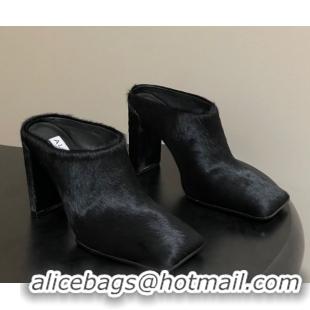 Unique Style Alaia Square Mules 10cm in Haircalf Black 2026 AL102908 1029137