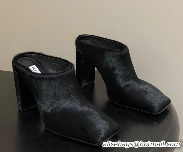 Unique Style Alaia Square Mules 10cm in Haircalf Black 2026 AL102908 1029137