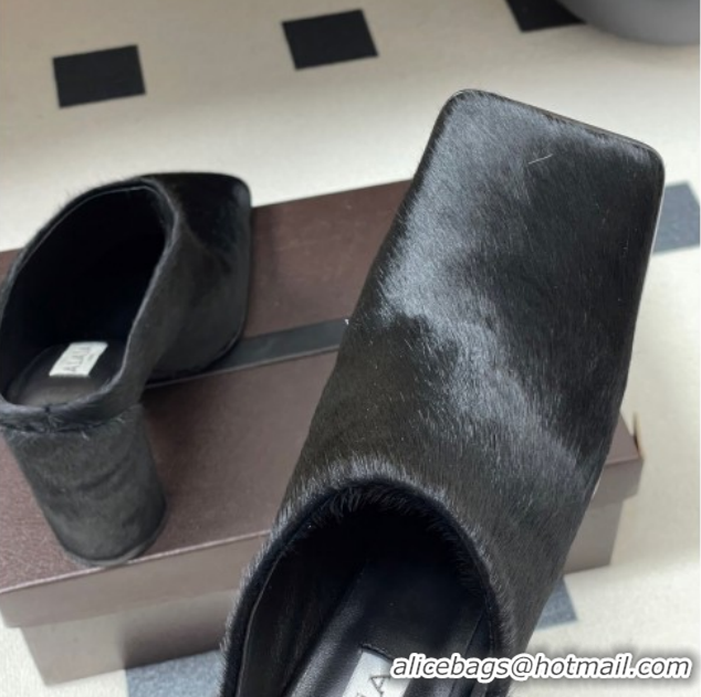 Unique Style Alaia Square Mules 10cm in Haircalf Black 2026 AL102908 1029137