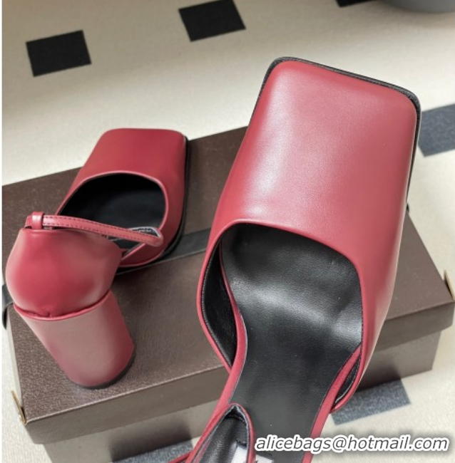 Pretty Style Alaia Square D'Orsay Mary Janes Pumps 10cm in Calf Leather Red 2026 AL102909 1029140