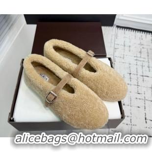 Best Product Alaia Ballet Flats in Shearling Wool Beige 2026 AL120901 1209002