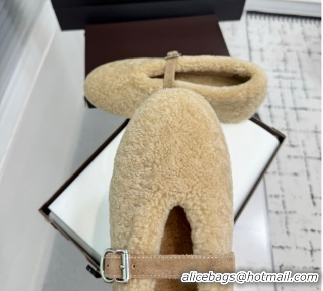 Best Product Alaia Ballet Flats in Shearling Wool Beige 2026 AL120901 1209002