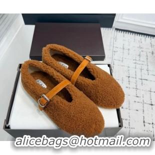 Best Price Alaia Ballet Flats in Shearling Wool Brown2 2026 AL120901 51209004