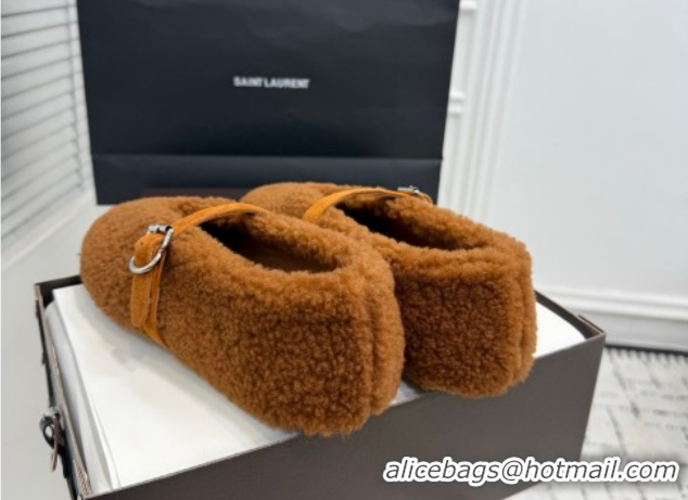 Best Price Alaia Ballet Flats in Shearling Wool Brown2 2026 AL120901 51209004