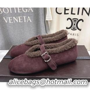 Perfect Alaia Ballet Flats in Suede and Wool Dark Brown AL102901 1209012