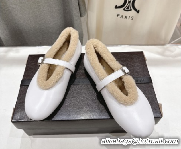 Most Popular Alaia Ballet Flats in Leather and Wool White AL102901 1209013