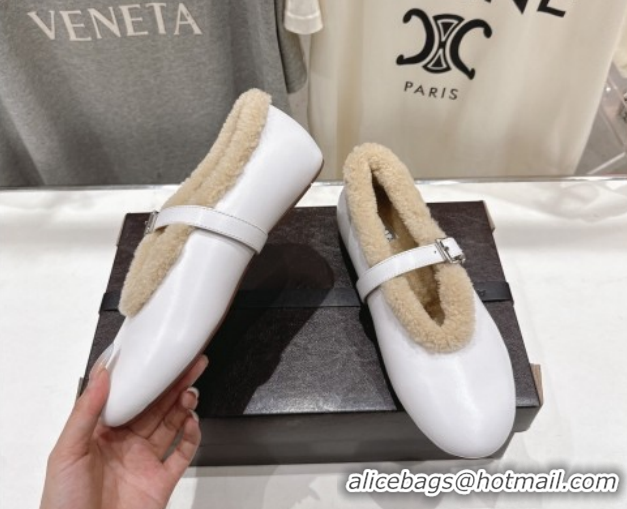 Most Popular Alaia Ballet Flats in Leather and Wool White AL102901 1209013