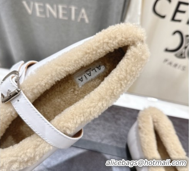 Most Popular Alaia Ballet Flats in Leather and Wool White AL102901 1209013