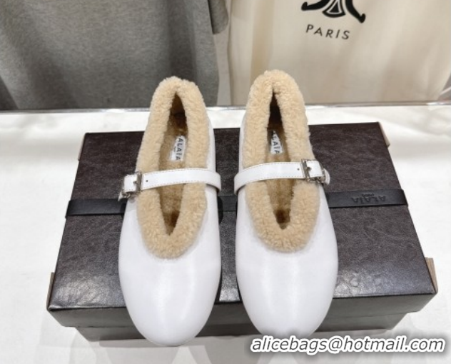 Most Popular Alaia Ballet Flats in Leather and Wool White AL102901 1209013