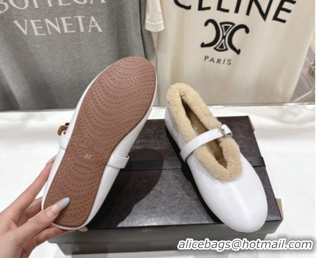 Most Popular Alaia Ballet Flats in Leather and Wool White AL102901 1209013