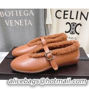 Good Taste Alaia Ballet Flats in Leather and Wool Brown AL102901 1209014