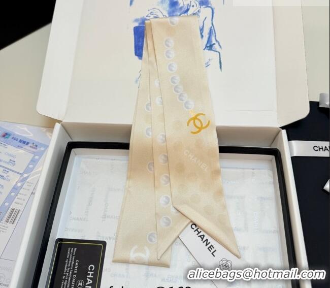 Grade Design Chanel Beads Silk Scarf 6x120cm CH010608 Nude 2026