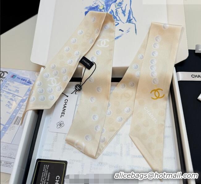 Grade Design Chanel Beads Silk Scarf 6x120cm CH010608 Nude 2026
