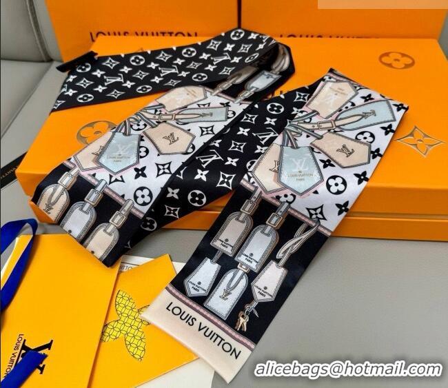 Top Quality Louis Vuitton Bandeau Silk Scarf 8x120cm LV010605 Black 2026