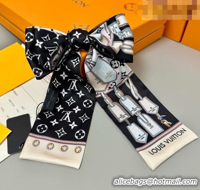 Top Quality Louis Vuitton Bandeau Silk Scarf 8x120cm LV010605 Black 2026