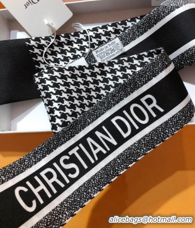 Promotional Dior Bandeau Silk Scarf 6x105cm Black/White Houndstooth DR010601 2026