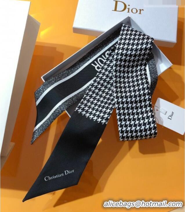 Promotional Dior Bandeau Silk Scarf 6x105cm Black/White Houndstooth DR010601 2026