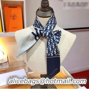 Unique Grade Dior Bandeau Silk Scarf 6x105cm Blue Oblique DR010601 2026