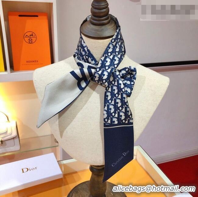 Unique Grade Dior Bandeau Silk Scarf 6x105cm Blue Oblique DR010601 2026