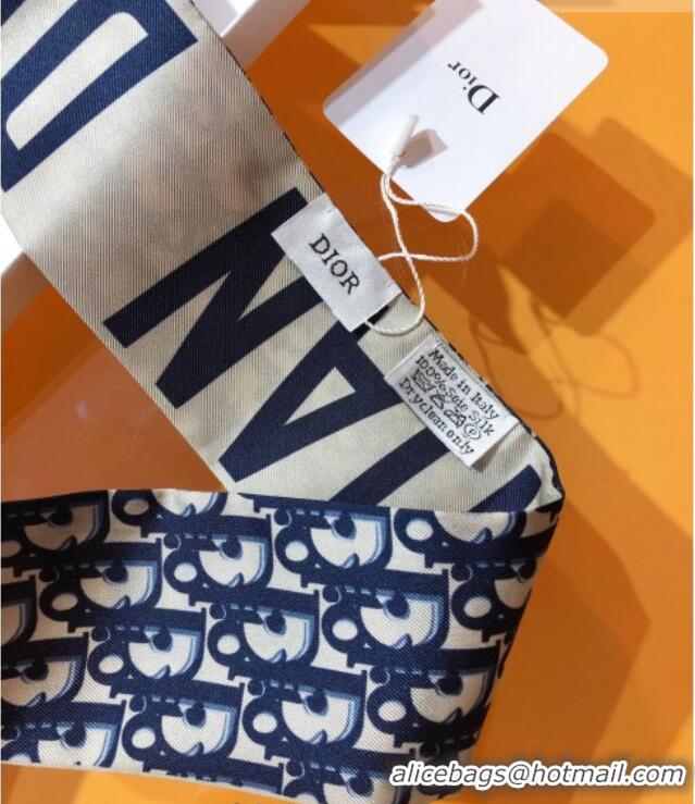 Unique Grade Dior Bandeau Silk Scarf 6x105cm Blue Oblique DR010601 2026