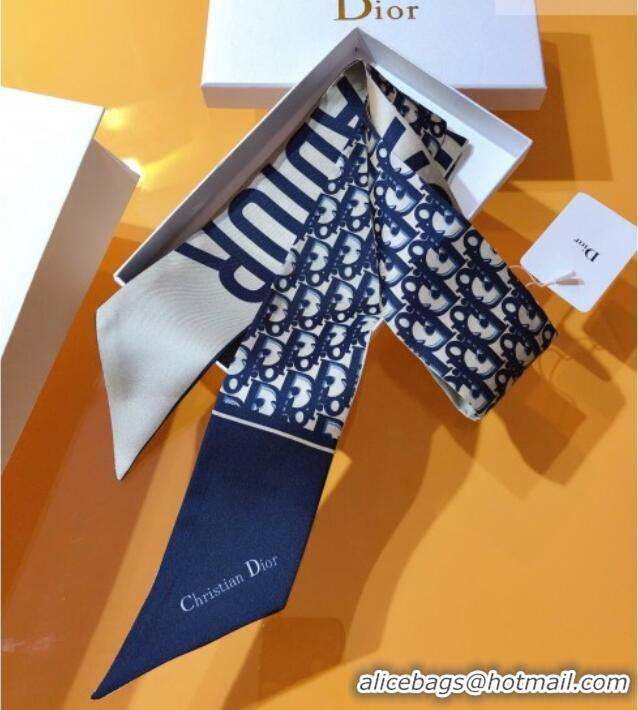 Unique Grade Dior Bandeau Silk Scarf 6x105cm Blue Oblique DR010601 2026