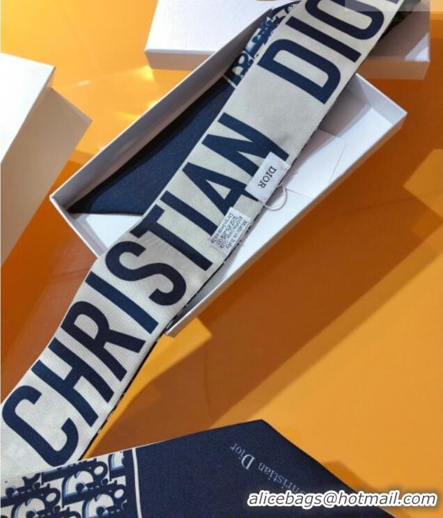 Unique Grade Dior Bandeau Silk Scarf 6x105cm Blue Oblique DR010601 2026