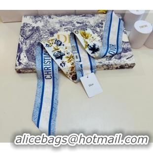 Top Quality Dior D-Millefiori Bandeau Silk Scarf 6x100cm DR010602 Blue 2026