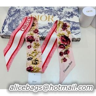 Good Quality Dior D-Millefiori Bandeau Silk Scarf 6x100cm DR010602 Pink 2026