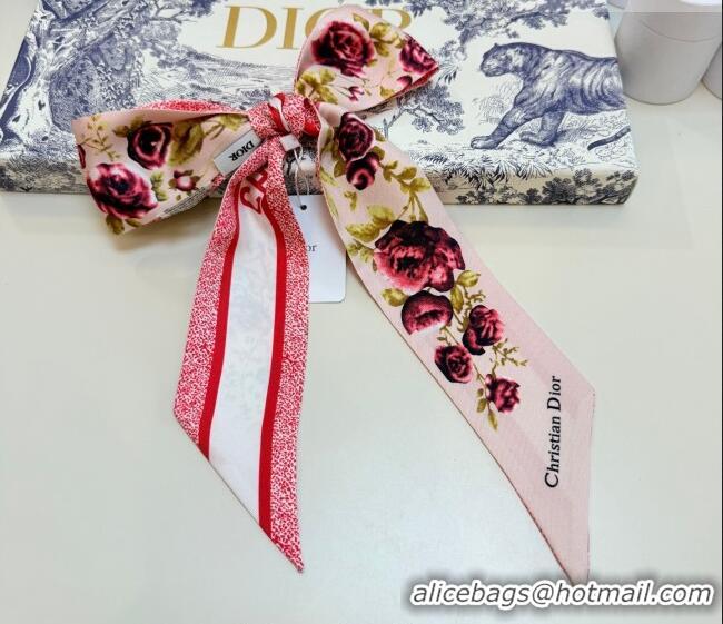 Good Quality Dior D-Millefiori Bandeau Silk Scarf 6x100cm DR010602 Pink 2026