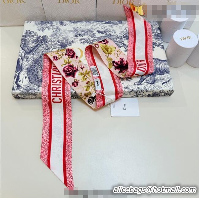 Good Quality Dior D-Millefiori Bandeau Silk Scarf 6x100cm DR010602 Pink 2026