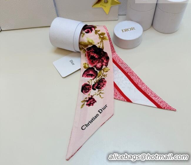 Good Quality Dior D-Millefiori Bandeau Silk Scarf 6x100cm DR010602 Pink 2026