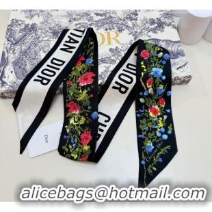 Good Product Dior D-Millefiori Bandeau Silk Scarf 6x100cm DR010602 Black 2026