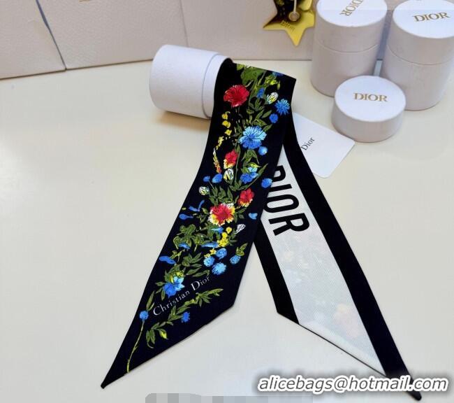 Good Product Dior D-Millefiori Bandeau Silk Scarf 6x100cm DR010602 Black 2026