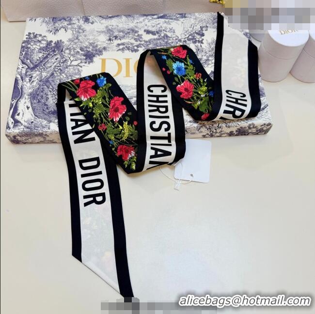 Good Product Dior D-Millefiori Bandeau Silk Scarf 6x100cm DR010602 Black 2026