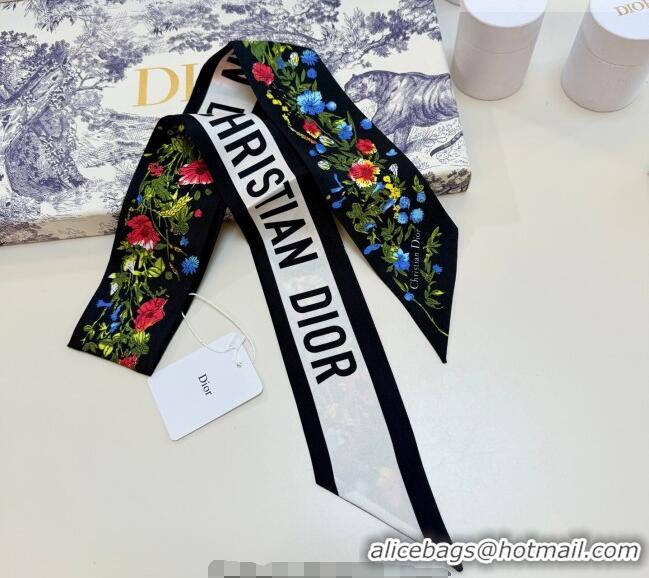 Good Product Dior D-Millefiori Bandeau Silk Scarf 6x100cm DR010602 Black 2026