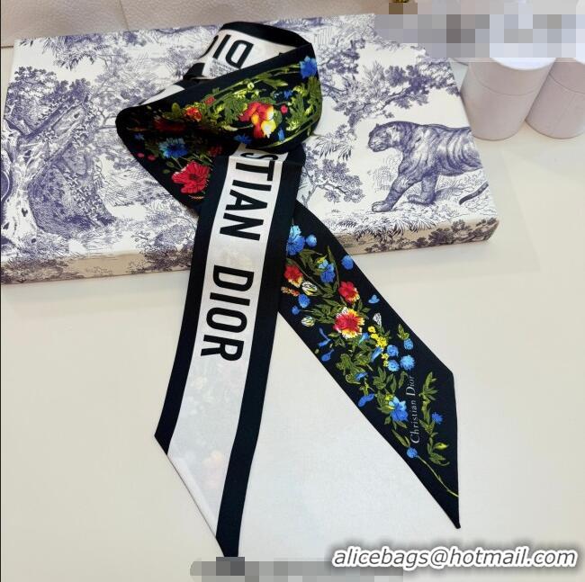 Good Product Dior D-Millefiori Bandeau Silk Scarf 6x100cm DR010602 Black 2026