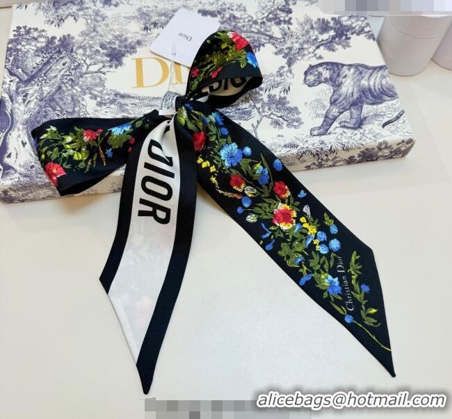 Good Product Dior D-Millefiori Bandeau Silk Scarf 6x100cm DR010602 Black 2026