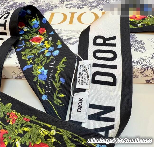 Good Product Dior D-Millefiori Bandeau Silk Scarf 6x100cm DR010602 Black 2026