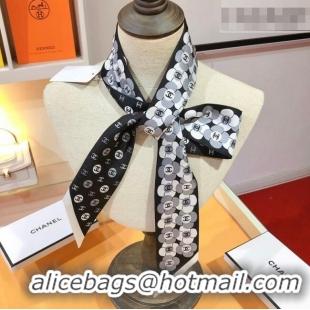 Discount Chanel Bloom Silk Scarf 6x120cm CH010606 Black 2026