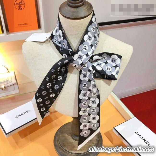 Discount Chanel Bloom Silk Scarf 6x120cm CH010606 Black 2026