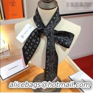 Good Looking Chanel Bloom Silk Scarf 6x120cm CH010607 Black 2026