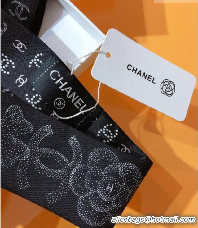 Good Looking Chanel Bloom Silk Scarf 6x120cm CH010607 Black 2026