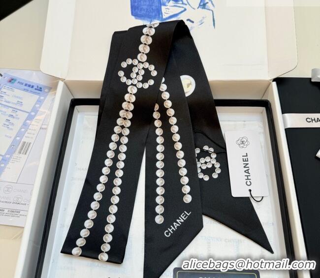 Best Quality Chanel Beads Silk Scarf 6x120cm CH010608 Black 2026