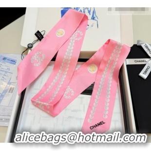 Top Grade Chanel Beads Silk Scarf 6x120cm CH010608 Pink 2026