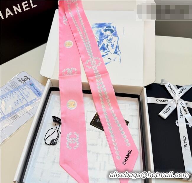 Top Grade Chanel Beads Silk Scarf 6x120cm CH010608 Pink 2026
