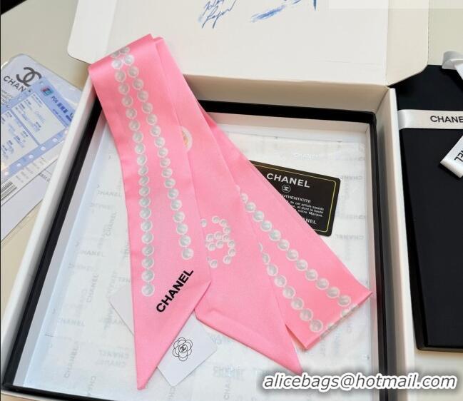 Top Grade Chanel Beads Silk Scarf 6x120cm CH010608 Pink 2026