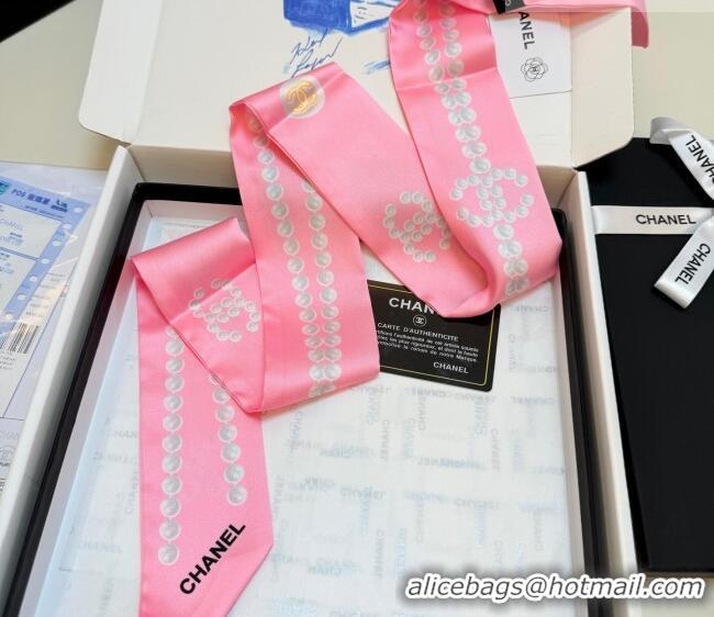 Top Grade Chanel Beads Silk Scarf 6x120cm CH010608 Pink 2026
