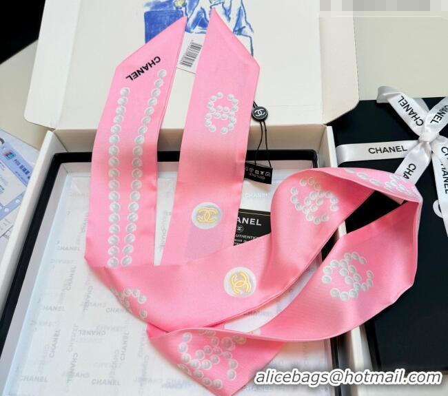 Top Grade Chanel Beads Silk Scarf 6x120cm CH010608 Pink 2026