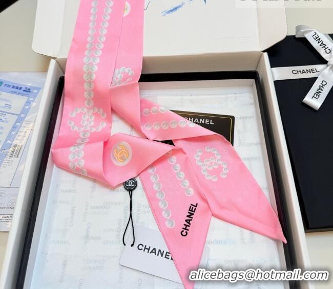 Top Grade Chanel Beads Silk Scarf 6x120cm CH010608 Pink 2026