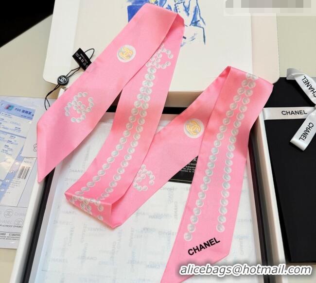 Top Grade Chanel Beads Silk Scarf 6x120cm CH010608 Pink 2026